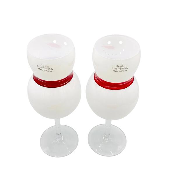 Hand-Painted Snowman Christmas Wine Glasses Set of 2 New - Picture 7 of 9